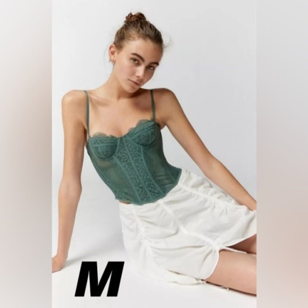 Urban Outfitters - Out From Under Modern Love Corset - Moss. Size: M (1644)